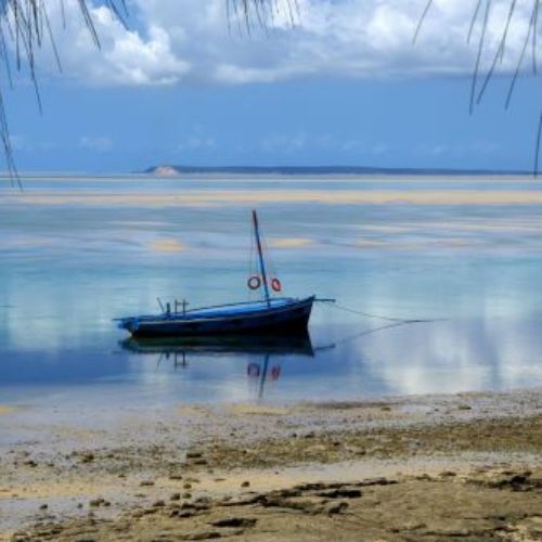 Local dhow on beach in Vilanculos Mozambique