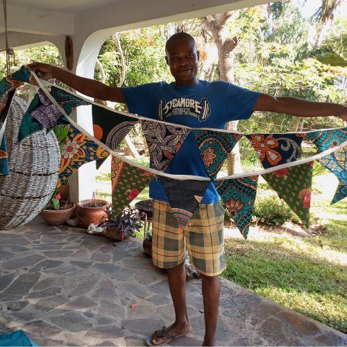 Colourful decoration Mozambique locally made from rest material capulanas