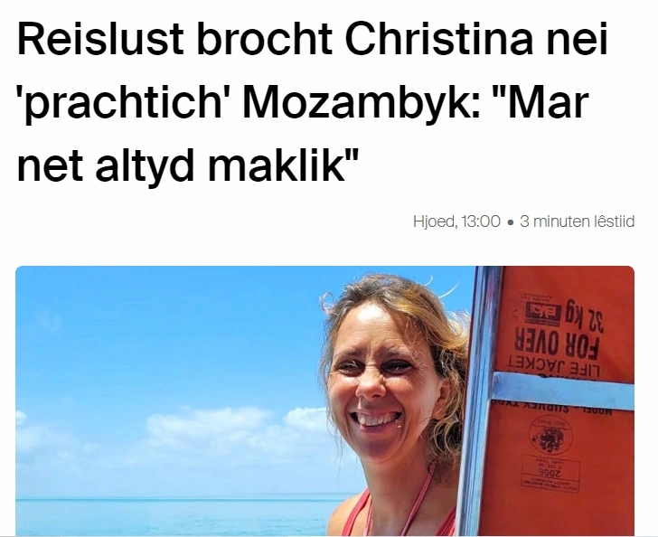 Friezen om utens de Fryske Flagge Christina Sietsma in Mozambique Reizen naar Mozambique
