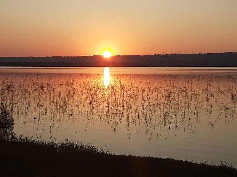 African sunsets at the lake Zavala district Mozambique Africa