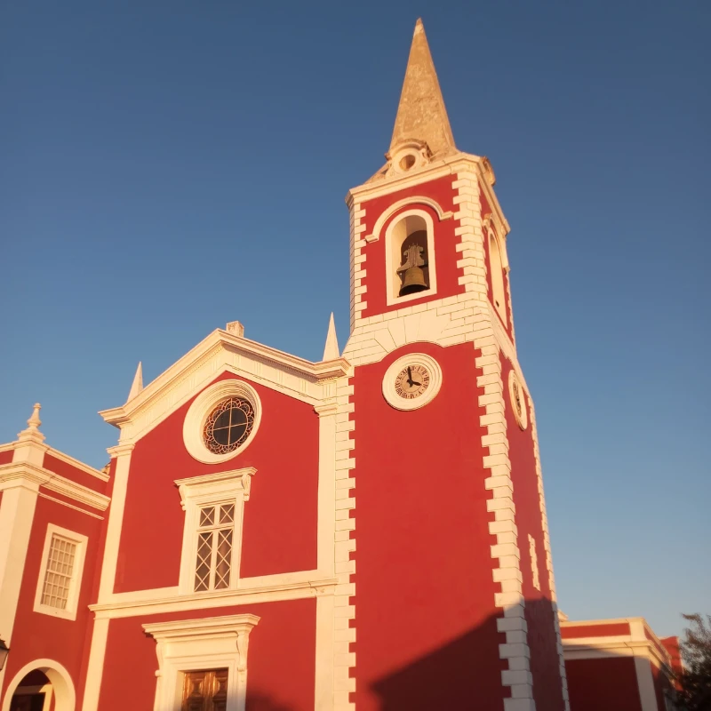 Red Portuguse colonial cathedral on Ilha de Moçambique, a UNESCO world heritage island